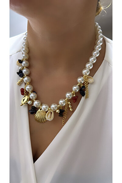 VNS Accessories Charmlı İnci Kolye