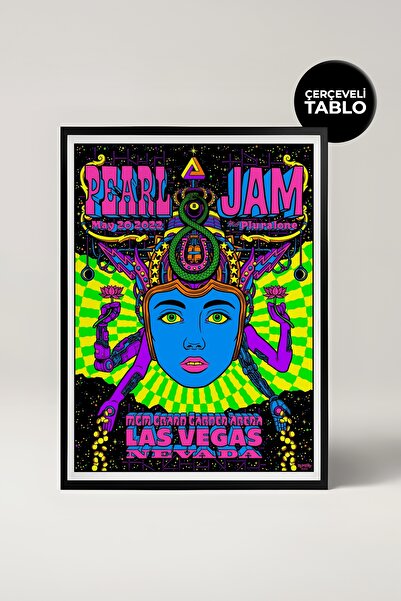 House Gorgeous Pictură cu cadru retro, proiectată pentru concertul Pearl Jam,...