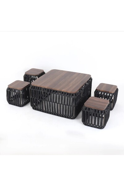 Vi Markets 4+1 porcelain table set with wooden tops