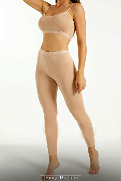 Jenny Daphne Women's Bamboo Long Leggings Breathable Soft Textured Slim Fit Underwear Skin Color Qen802