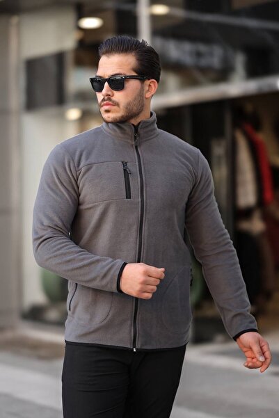 REX MODA Düz Renk Polar Ceket