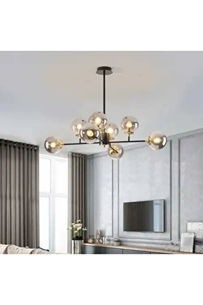 LED CONCEPT Lustra LED cu abajururi, neagra, asimetrica, 65x65x100cm, 8xE27