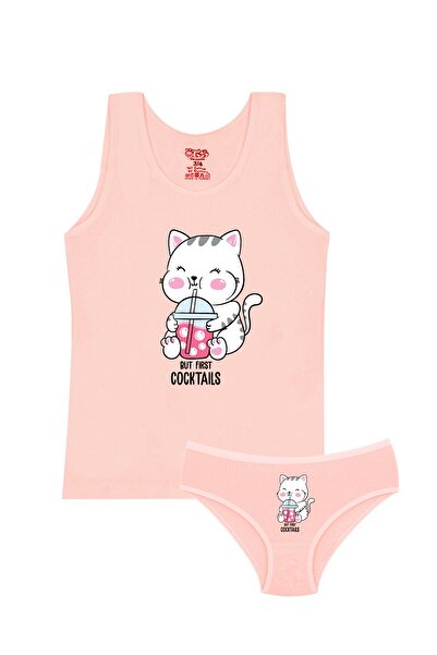 Öts Κοριτσίστικο εσώρουχο ελαστικό ύφασμα Salmon Cat (96% βαμβάκι - 4% ελαστάνη)