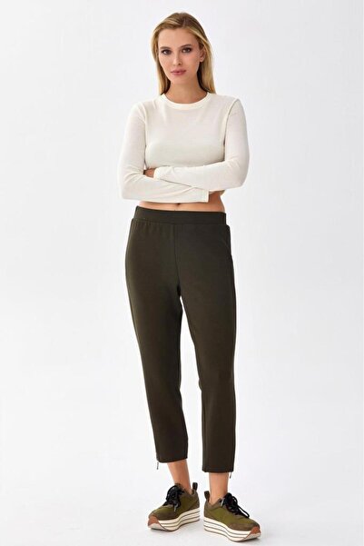 İKİLER Beli Lastikli Paçası Fermuarlı Pantolon 256-2117