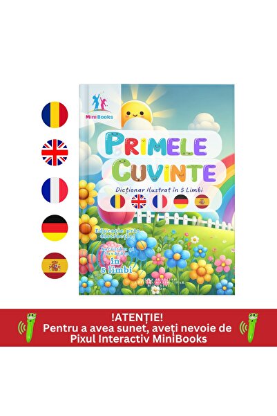 minibooks Carte interactiva cu sunete - Primele Cuvinte - Dictionar ilustrat in 5 limbi