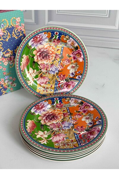 ROSSEV Floral Pasta Plate Set of 6