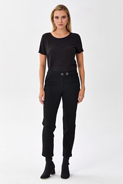 İKİLER Beli Lastikli Boru Paça Pantolon 256-2005