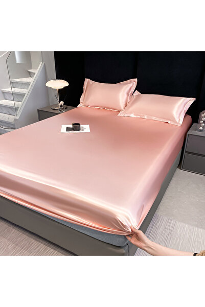 Rotixfy Satin Bedsheet, Pink, 180x200 cm