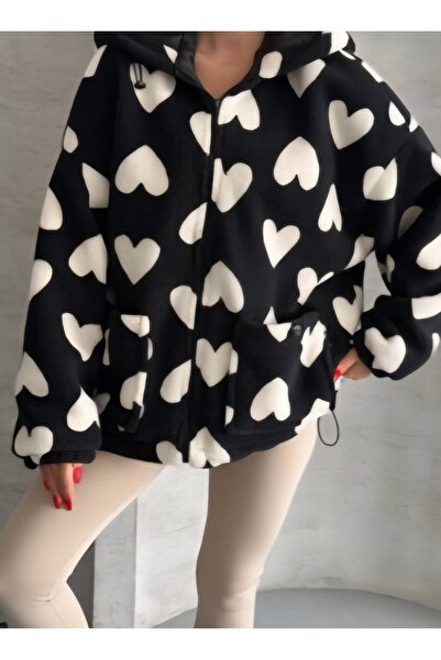 Noa Noa Heart Patterned Plush Coat