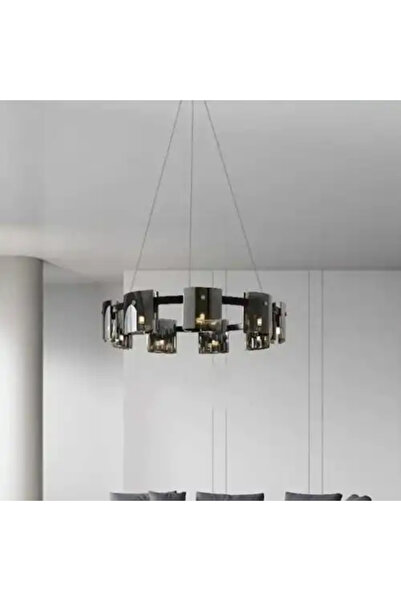 LED CONCEPT Lustra LED cu abajururi, neagra, rotunda, 80x80x100cm, 9xG9