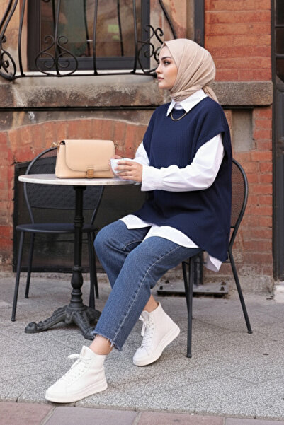 benguen Оверсайз трикотажний светр H25305 Синій