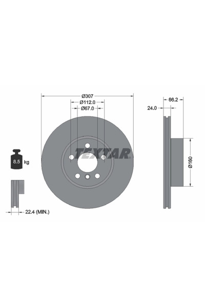 TEXTAR Disc Frana Bmw 2 Cupe/3/4 Bmw (Brilliance) 3 Series