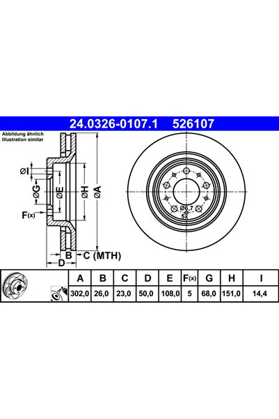 Ate Disc Frana Volvo C70 1/S70/V70 1