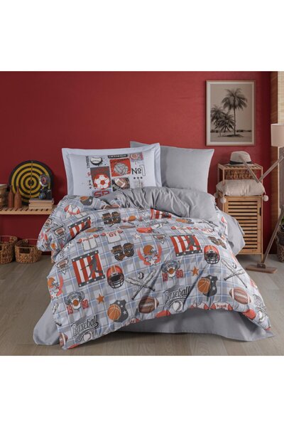 Hobby home collection فيكتوري بلو - طقم غطاء لحاف فردي من بوبلين ستوديو