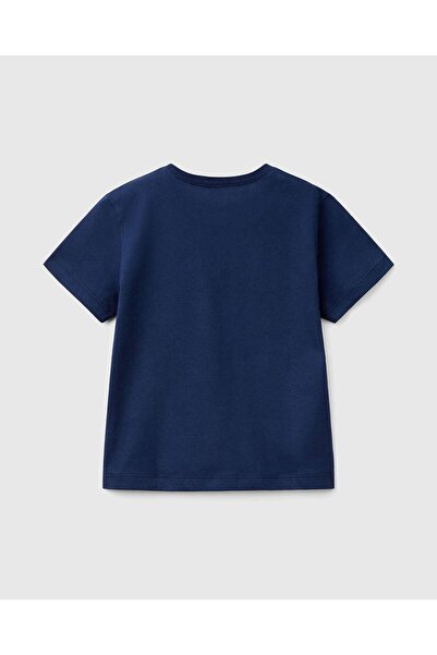 United Colors of Benetton Chlapecké tričko s potištěným logem Benetton v námořnické modré