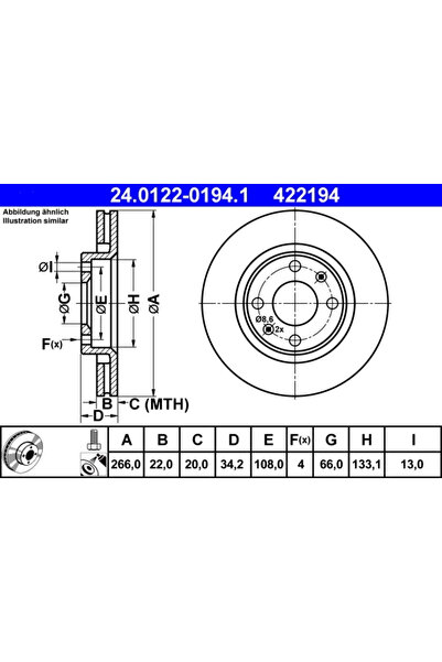 Ate Disc Frana Citroen Berlingo / Berlingo First Microbus/C3 1/C3 2 Peugeot 2...