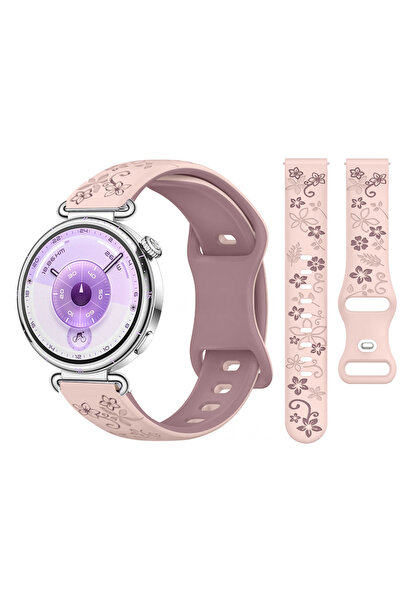 Sneezy Huawei Watch GT6 41mm Uyumlu FloraFlex Çiçek Desenli Yumuşak Soft Sili...