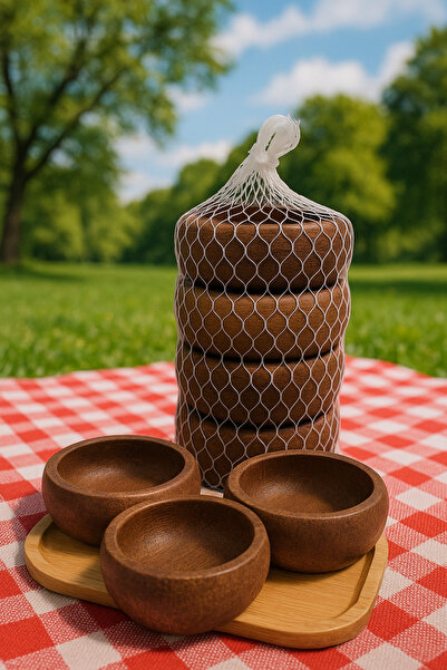 YAZICI 4'lü Bambu Çerezlik Koyu Kahve