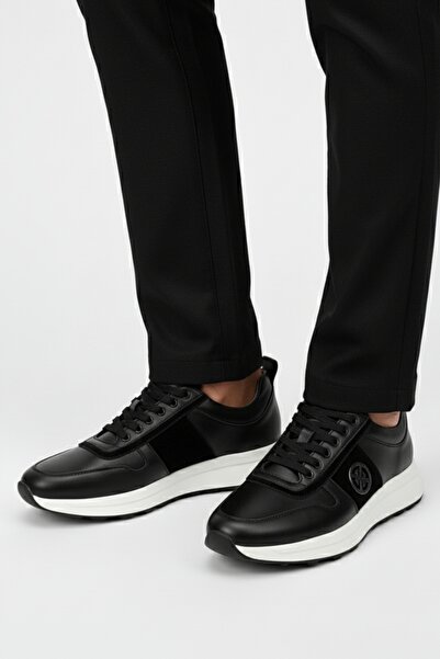 LUSIVE 100% Genuine Leather Black Daily Comfortable Casual Men's Shoes Luass27Al0056