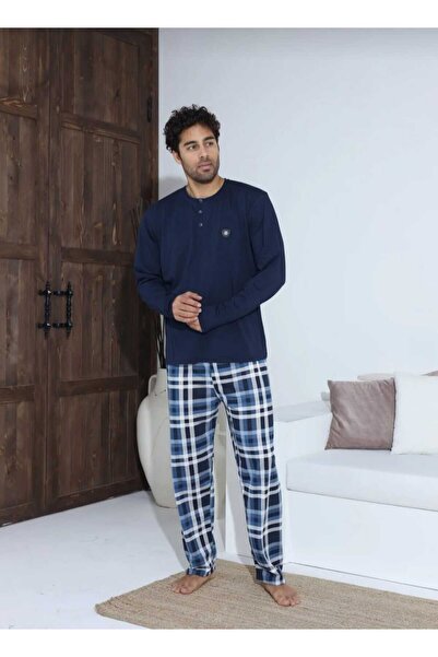 BEYAZTOPTAN Якісний та зручний піжамний комплект з довгими рукавами та ґудзиками спереду