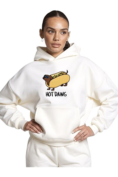 ArtYus Hot Dog unisex colorat personalizat cu imprimeu bumbac supradimensionat cu glugă Swea tricou
