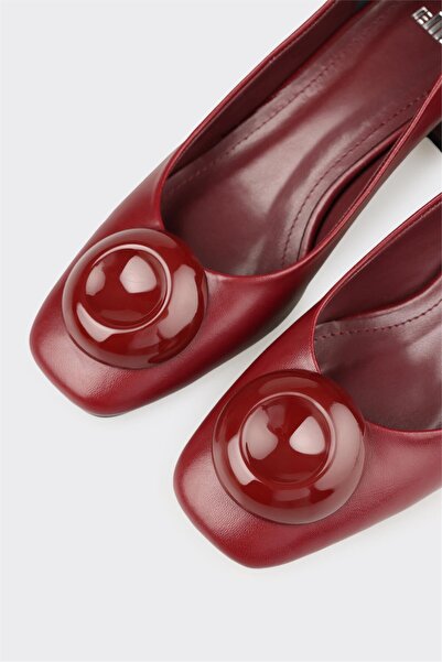 Elle Shoes Bordo Kadın Orta Topuk Ayakkabı