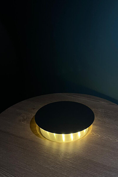 Begüsa Velmora Ledli Pilli Sehpa Siyah Ceviz Ahşap