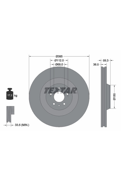 TEXTAR Set Discuri Frana Audi A8 D3 2002-2010