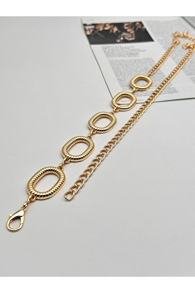 MODAM HİFA Gold Chain Belt Women's Belt Dress Belt Waist Belt Body Belt Shirt Belt