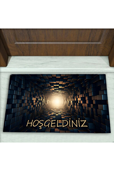 Colorix Carpet Üç Boyutlu Desenli Dekoratif Kapı Önü Paspası No: 2647