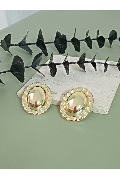 mos&more Gold Oval Büyük Hafif Kadın Küpe