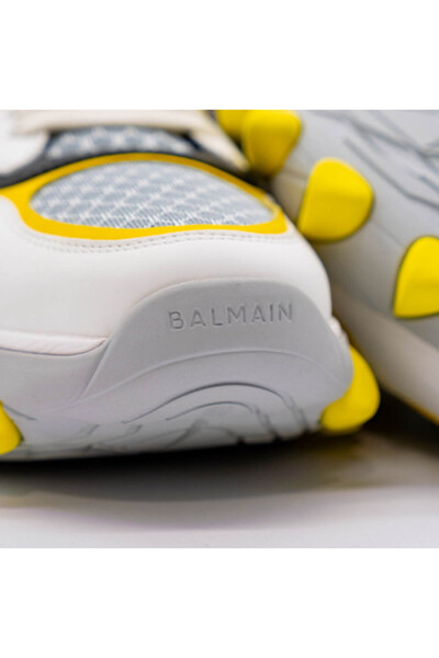 BALMAIN Sneakers Rubberized Leather - Gradient White-Yellow