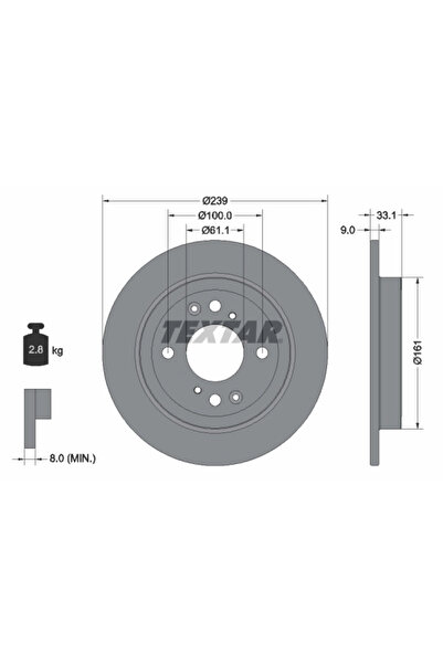 TEXTAR Set Discuri Frana Honda Jazz 4 2013-2013