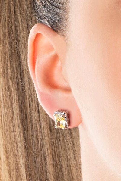 So CHIC... Güneş Işıltısı 18 Ayar Beyaz Altın Kaplama Gümüş Baget Küpe