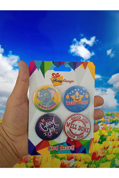 Hediye Panayırı İngilizce Rozetler-Good Job Well Done Rozetleri- İngilizce De...