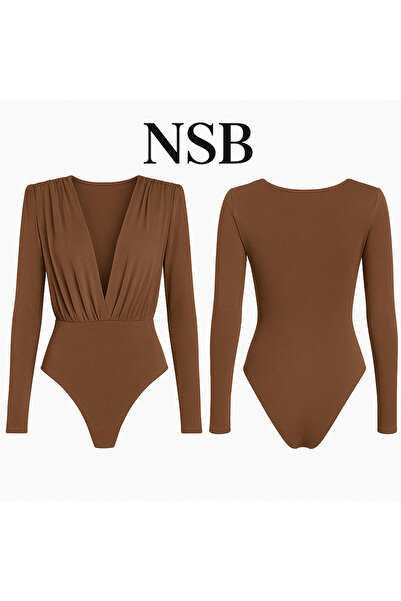 Nsb Tasarım Κορμάκι με βαθύ λαιμόκοψη σε σχήμα V με λεπτομέρεια με κορδόνια