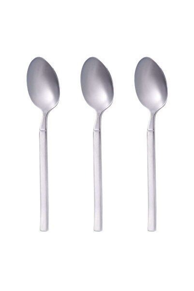 SHOPIENS Set of 3 Stainless Steel Teaspoons Basic, 15 cm, Matte Finish