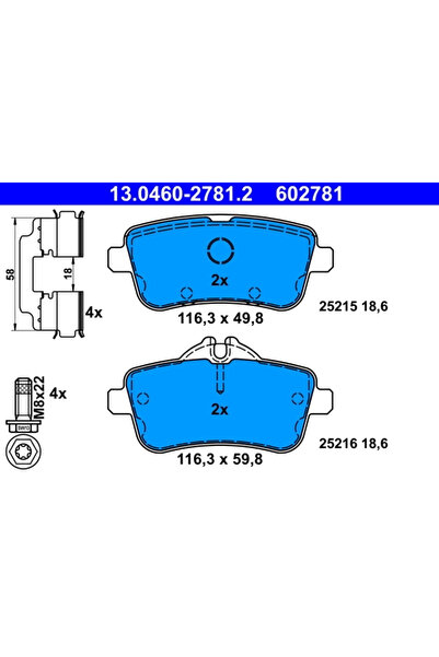 Ate Комплект спирачни накладки за дискови спирачки Mercedes-Benz Gle/M-класа