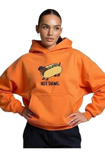 ArtYus Hot Dog unisex colorat personalizat cu imprimeu bumbac supradimensionat cu glugă Swea tricou