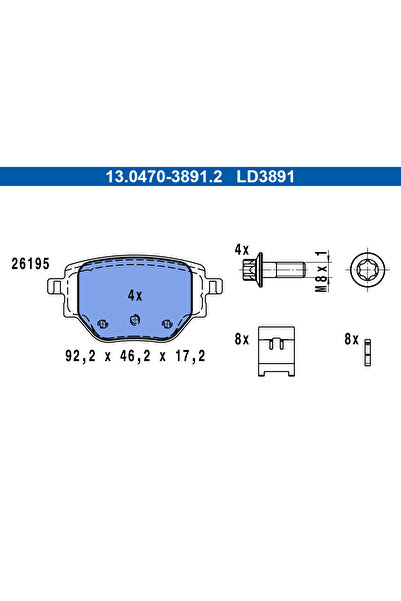 Ate Комплект накладки за дискови спирачки Citroen C4 10/C4 3 Opel Corsa F