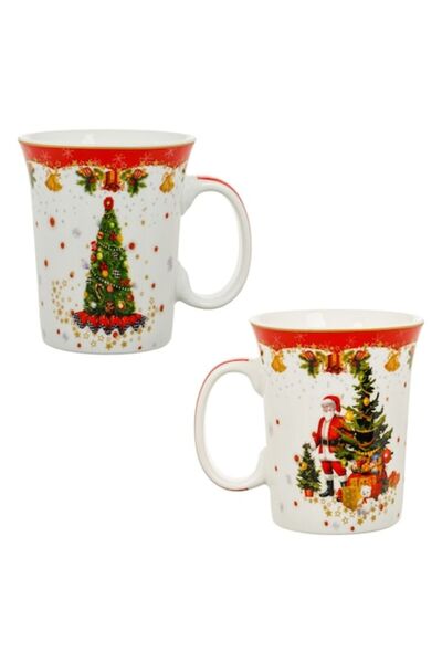 SHOPIENS Set de căni vintage de Crăciun, Moș Crăciun și brad, New Bone, 310ml...