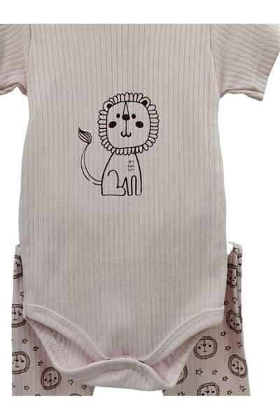 Dumledo White Bodysuit and Pants with Lion Figure, 2-Piece Baby Bodysuit Set