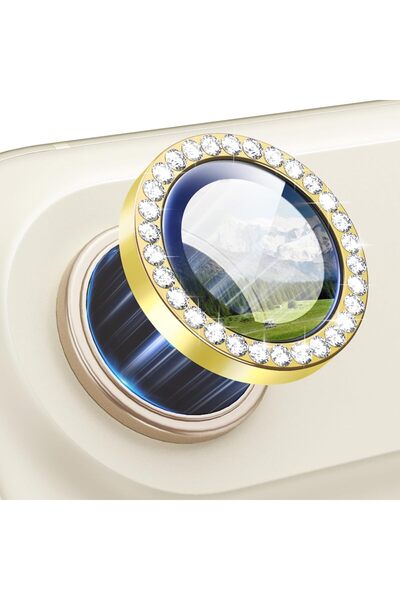 Fibaks iPhone 17 Air Uyumlu Parlak Taşlı Kamera Koruma Renkli Lens Koruyucu T...