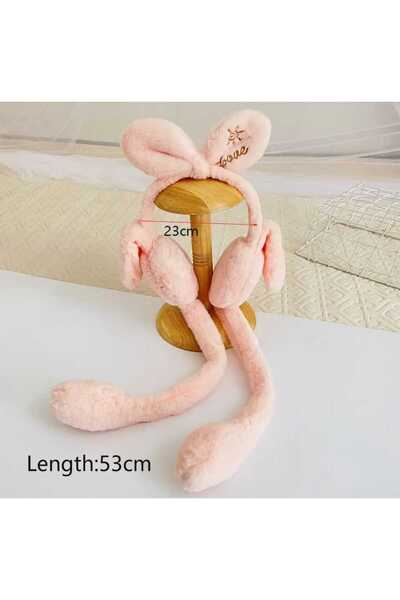 zyc Căști de pluș cu urechi de iepure cu mișcare și sunet pentru femei/fete