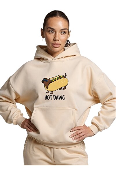 ArtYus Hot Dog unisex colorat personalizat cu imprimeu bumbac supradimensionat cu glugă Swea tricou