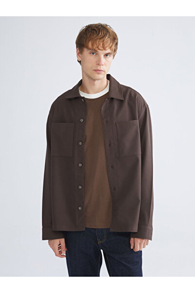 LC Waikiki Brown Comfortable Fit Long Sleeve Velvet Men's Shirt Jacket