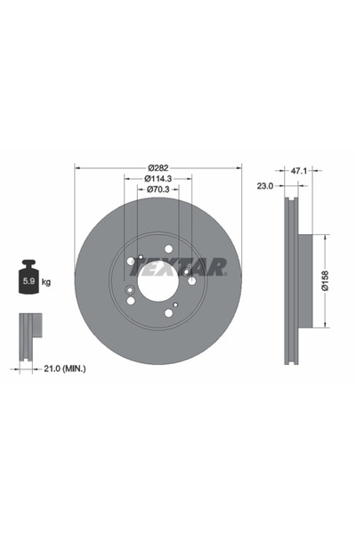 TEXTAR Disc Frana Acura Rl/Tl Honda Civic 6/Cr-5 1/Hr-5