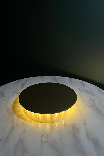 Begüsa Velmora Ledli Pilli Sehpa Siyah Mermer Ahşap