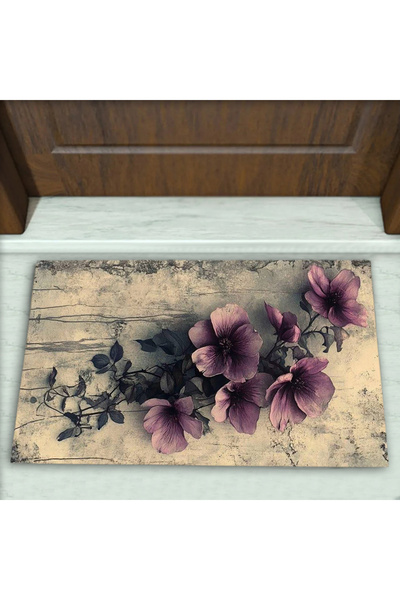 Colorix Carpet Çiçek Desenli Dekoratif Kapı Önü Paspası No: 2799