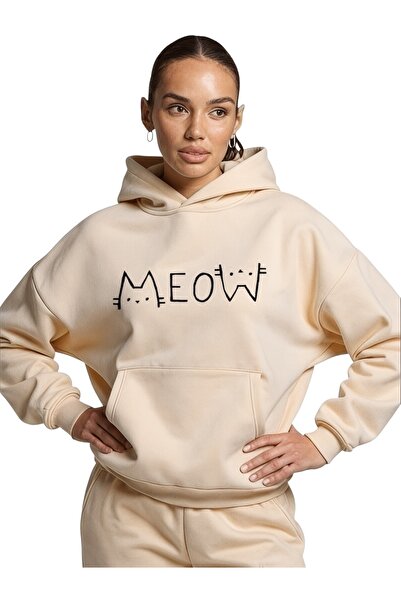 ArtYus Φούτερ Unisex Meow Cat Colorful Special με τύπωμα Cotton oversized με ...